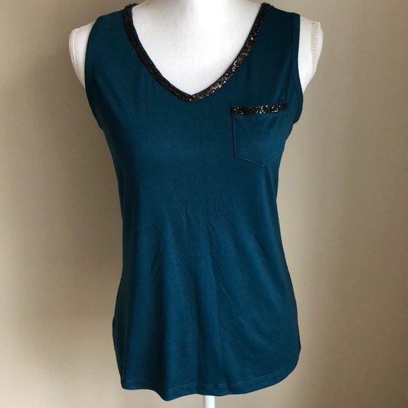 NWOT A.N. A. Tank w/ Neck and Pocket Embellishment - Picture 2 of 5